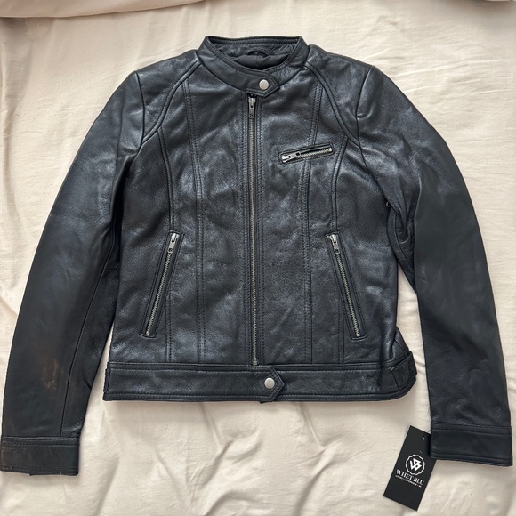 Women’s Black Genuine Leather Moto Jacket – Whet Blu – Size S (NWT) - Picture 1 of 2